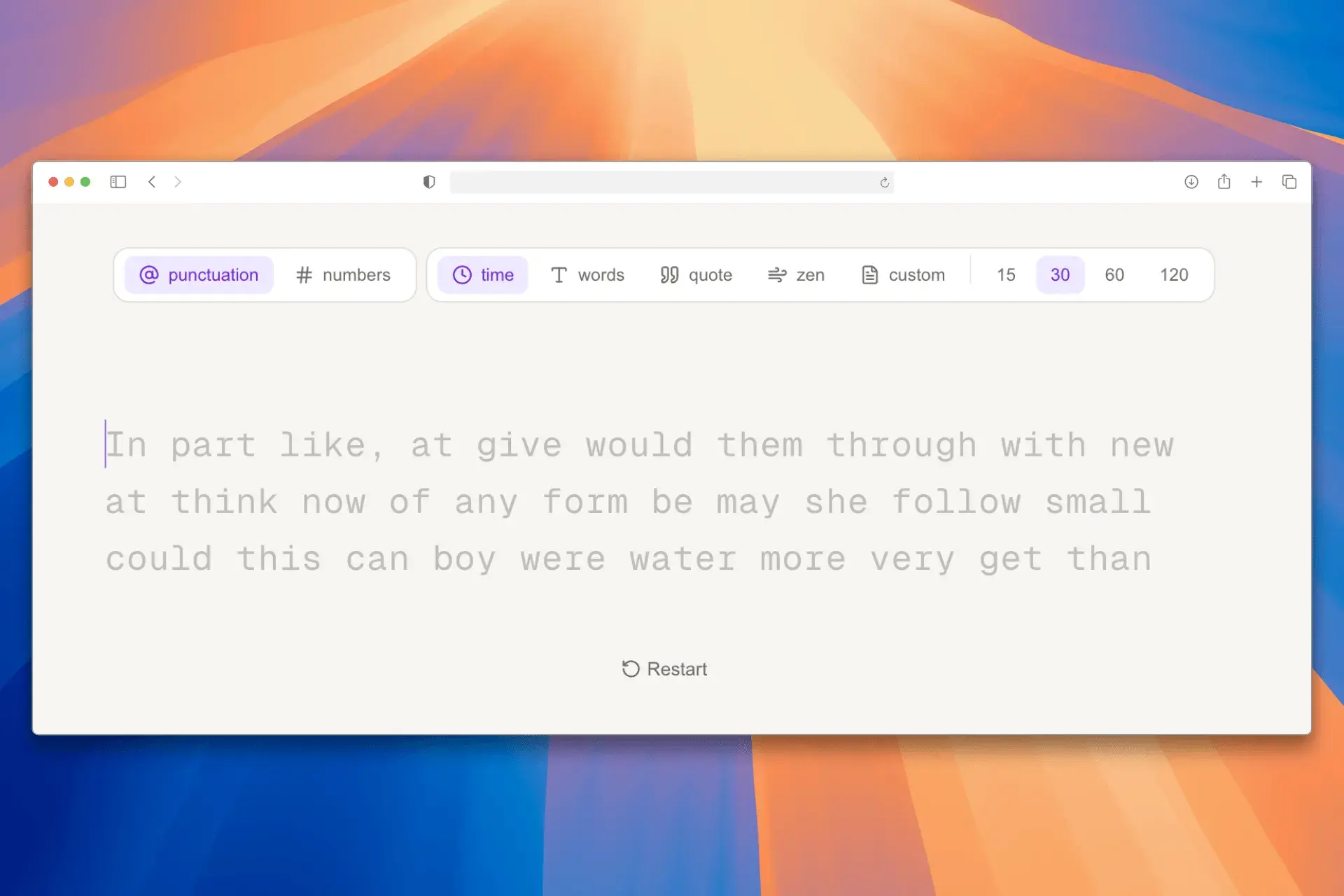 Typing Practice in Event Looped