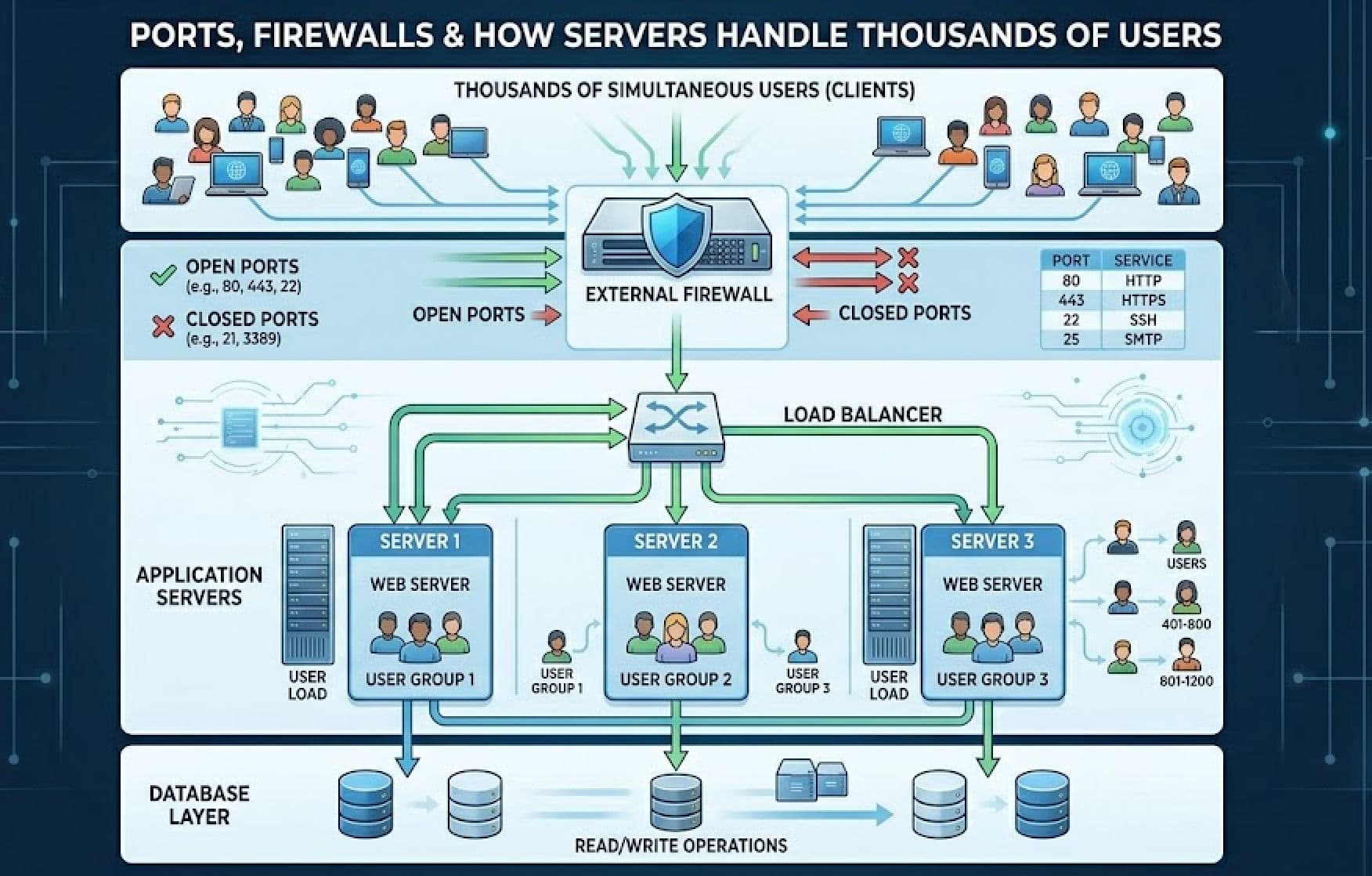 Ports, Firewalls & How Servers Handle Thousands of Users